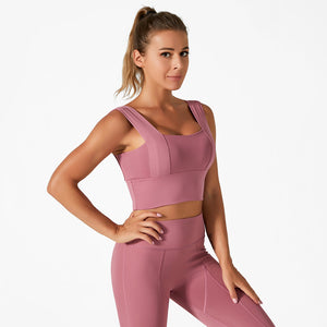 Top and Pants Set, Padded Vest Style Top, Fitness/Yoga Pants