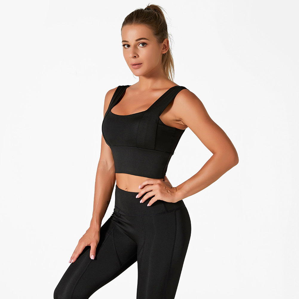 Top and Pants Set, Padded Vest Style Top, Fitness/Yoga Pants