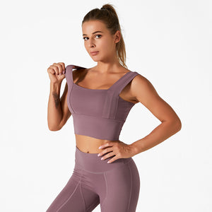 Top and Pants Set, Padded Vest Style Top, Fitness/Yoga Pants