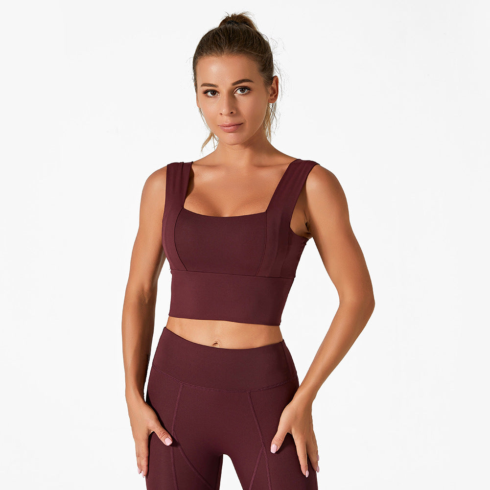 Top and Pants Set, Padded Vest Style Top, Fitness/Yoga Pants