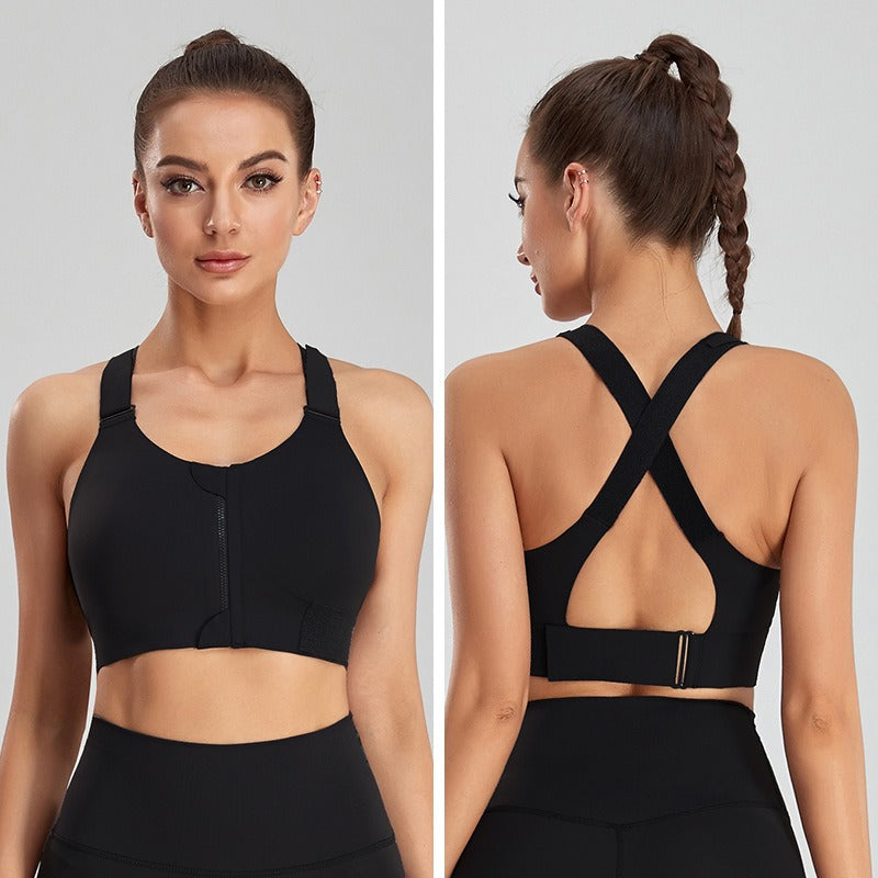 Zippered Detachable Strap Tank Top Style Bra